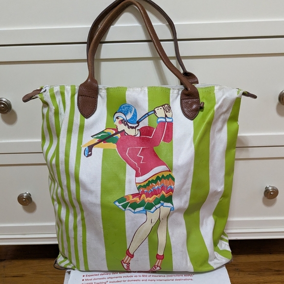 Vintage Golf bag canvas leather handle straps fairway Links - Picture 6 of 16